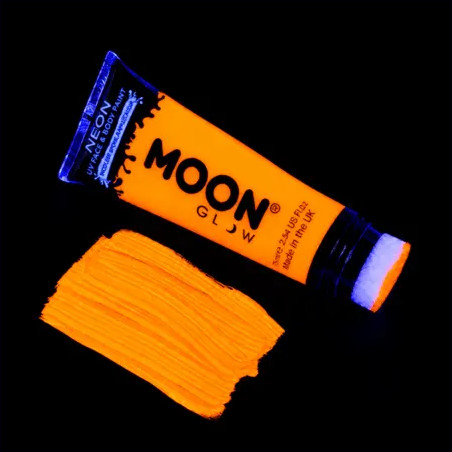 Maquillage fluo UV Visage et Corps avec applicateur éponge - 75 ml - Orange